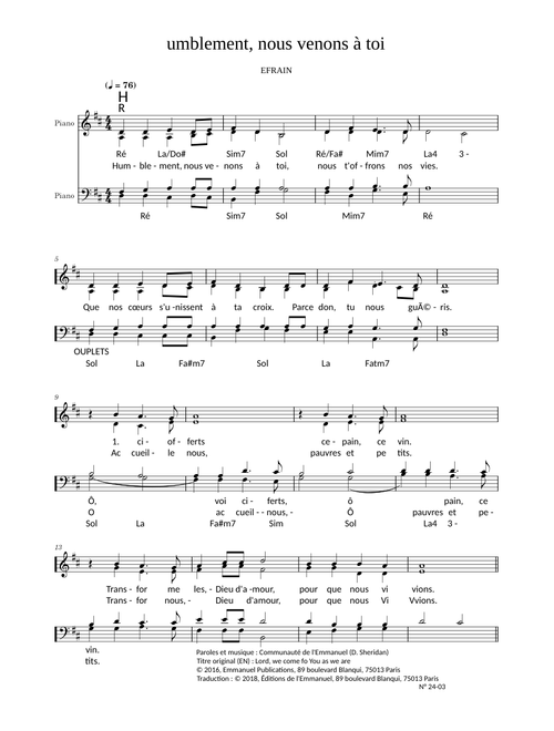 Humblement nous venons a toi – mozet74370