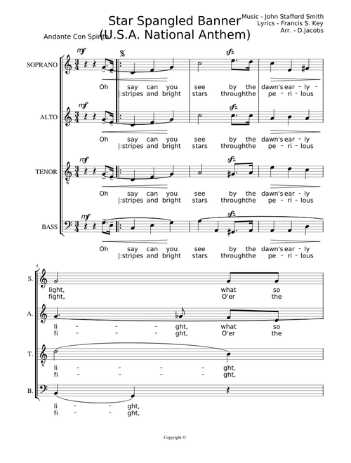 Star Spangled Banner U.S.A. National Anthem