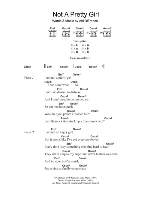 Not A Pretty Girl - Ani DiFranco (Guitar Chords-Lyrics)