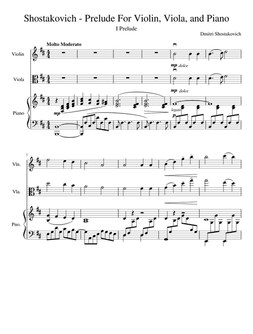 Shostakovich - Prelude For Violin, Viola, and Piano
