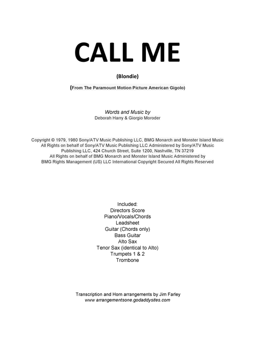 Call Me (Arr. Jim Farley) - Blondie (Large Ensemble)