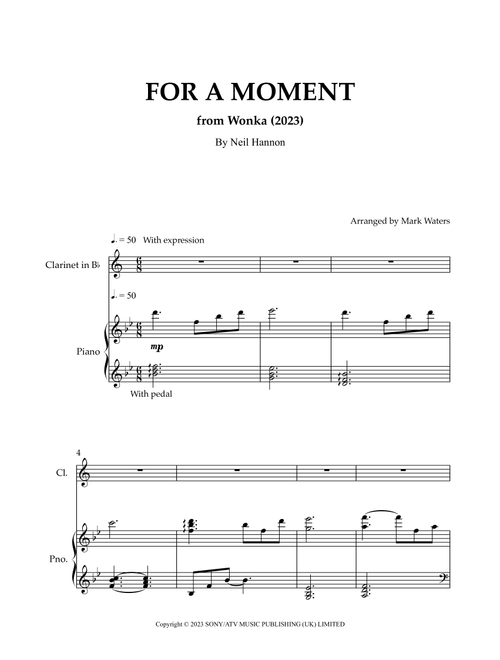 For A Moment (Arr. Mark Waters) - Neil Hannon (Clarinet and Piano)