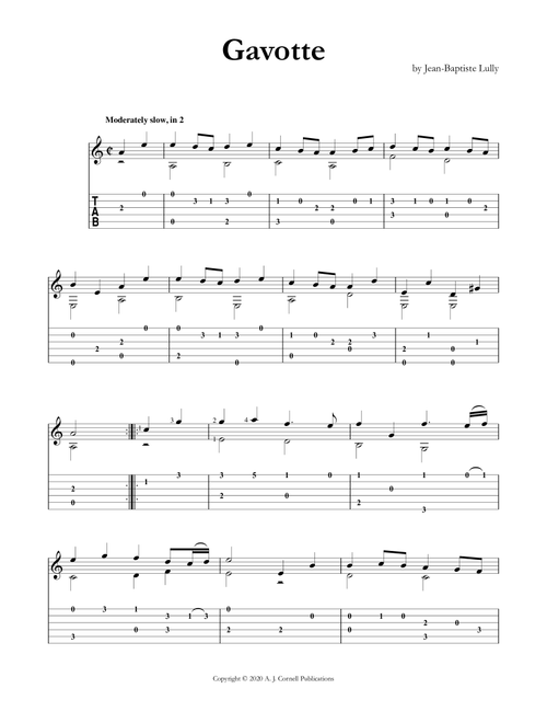 Gavotte (Arr. Mark Phillips) - Jean-Baptiste Lully (Guitar Tab)