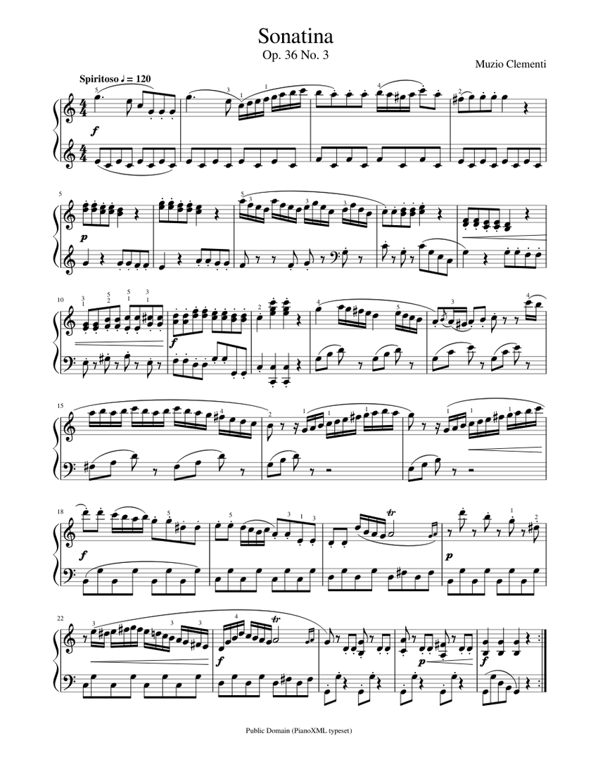 Clementi Sonatina No 3 Op 36 Sheet Music for Piano (Solo) | MuseScore.com