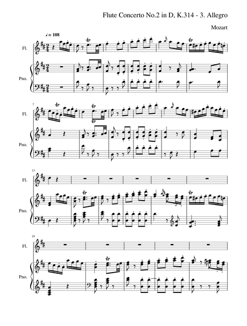 Flute Concerto No.2 in D, K.314 - 3. Allegro