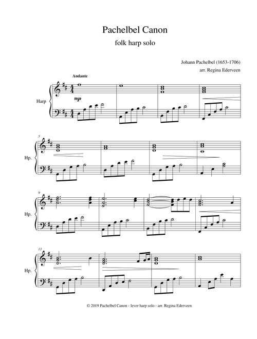 Pachelbel Canon - folk harp solo (Arr. Regina Ederveen) - Johann Pachelbel (Harp)