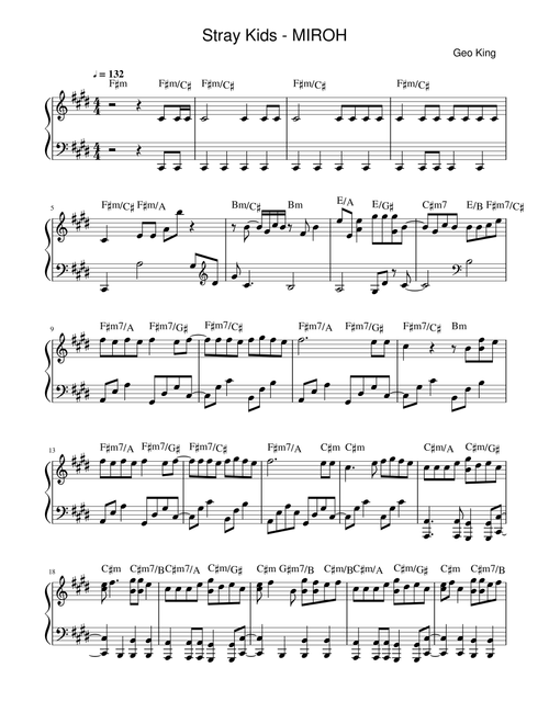 Miroh (Arr. Gregory King) - Stray Kids (Easy Piano)