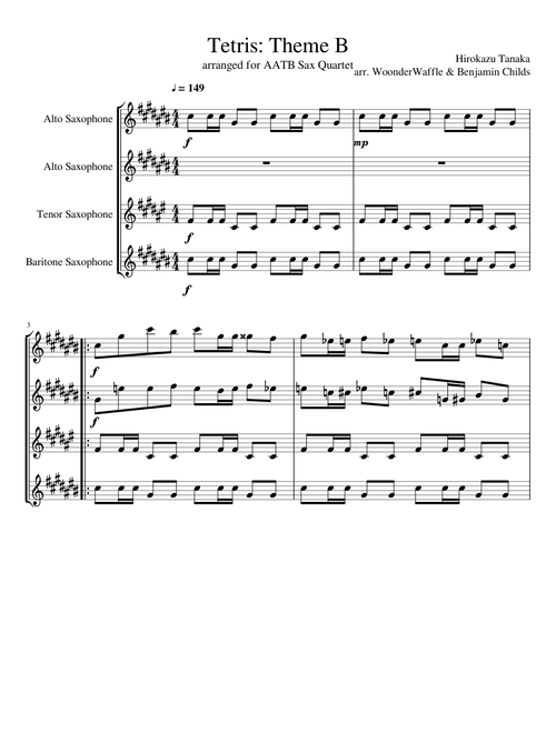 Tetris Theme B for AATB Sax Quartet