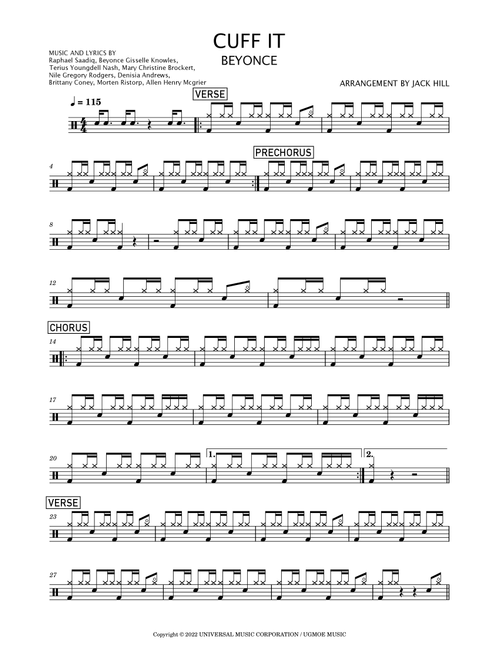Cuff It (Arr. Jack Hill) - Terius Youngdell Nash, Raphael Saadiq, Brittany Coney (Drums)