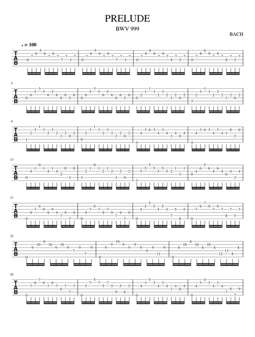 Bach - PRELUDE BWV 999 (Guitar Tab)