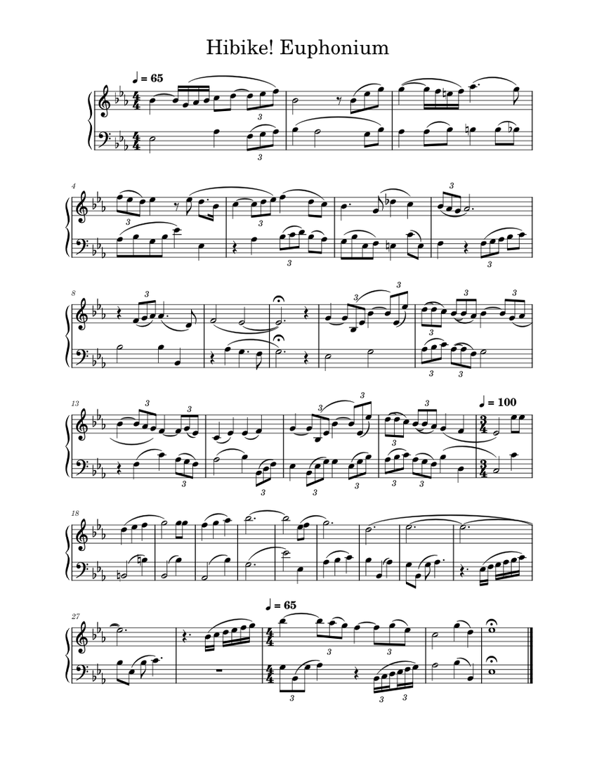 Hibike! Euphonium Sheet Music for Piano (Solo) Easy | MuseScore.com