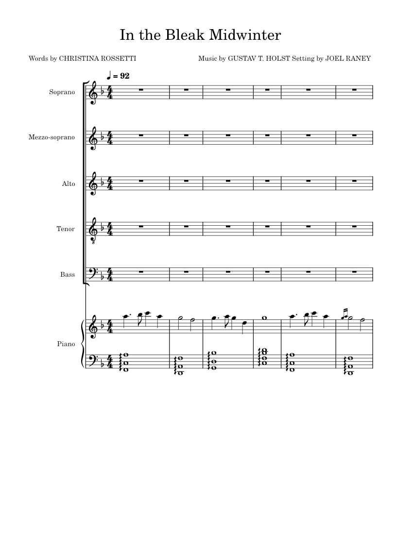 In The Bleak Midwinter Gustav Holst Piano Tutorial