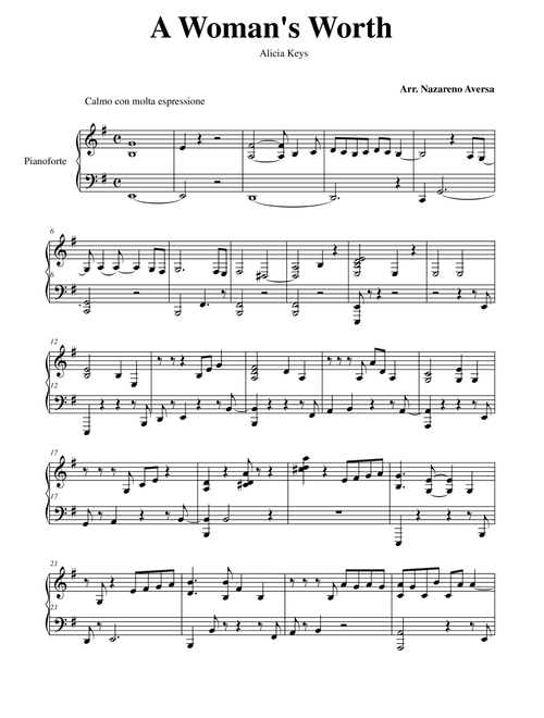 A Woman's Worth (Arr. Nazareno Aversa) - Alicia Keys (Piano Solo)