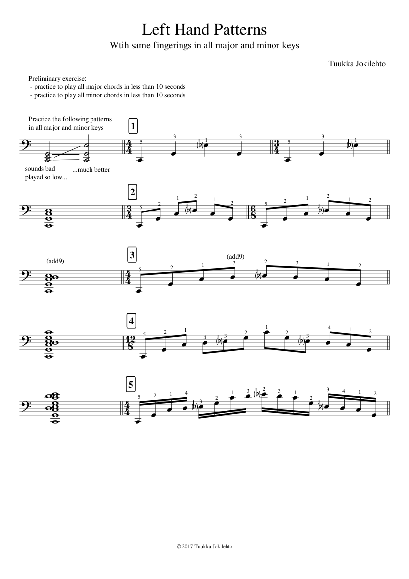 Accidental medias Aguanieve Left Hand Patterns Sheet music for Piano (Solo) | Musescore.com