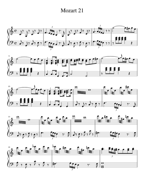 Piano Concerto No. 21, Mvt. 1 arranged for solo piano (Mozart)
