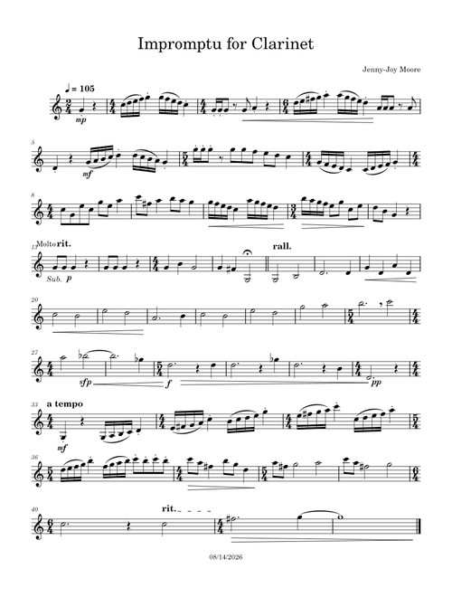 Impromptu for Clarinet – moorejj