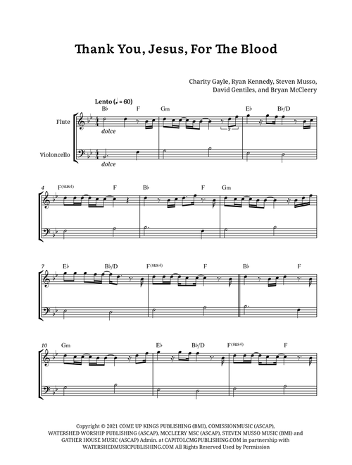 Thank You Jesus For The Blood (Arr. D. M. Scores) - Charity Gayle (Instrumental Duet)