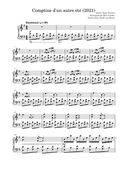 Comptine d'un autre été (arr. Kyle Landry 2021)