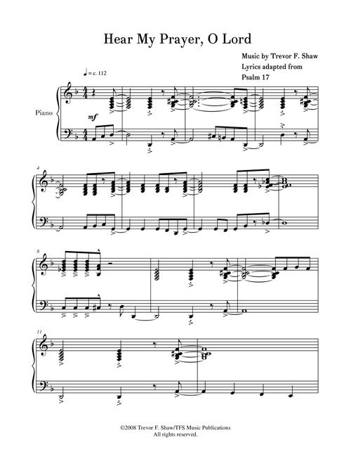Hear My Prayer, O Lord - Trevor F. Shaw (Choral, SATB)