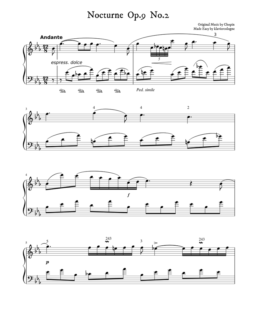 Chopin nocturne easy piano cheap
