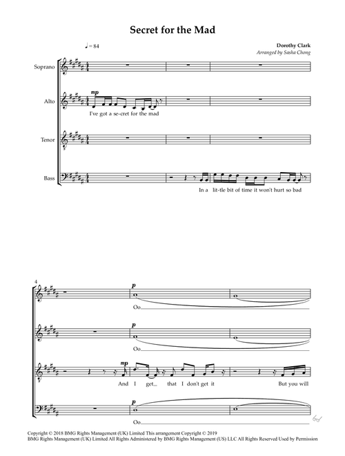 Secret For The Mad (Arr. Sasha Chong) - Dodie Clark (Choral, SATB)