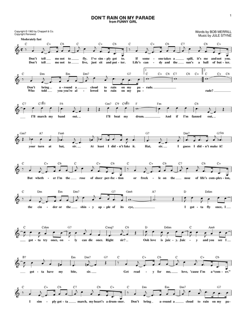 Don't Rain On My Parade - Barbra Streisand (Lead Sheet - Fake Book)