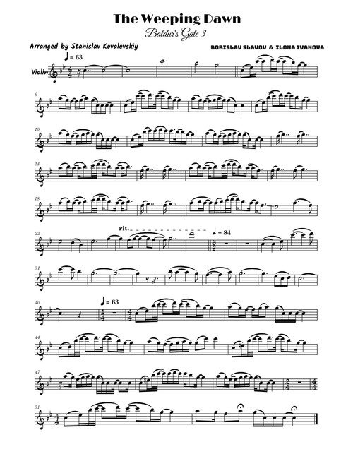 Weeping Dawn – Borislav Slavov [Baldur's Gate 3 OST] (Advanced Violin Cover by S. Kovalevskiy)