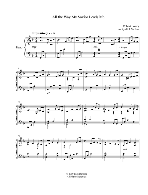 All The Way My Savior Leads Me (Arr. Rick Barham) - Robert Lowry (Piano Solo)