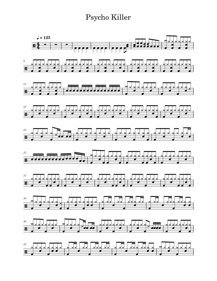 Psycho Killer Talking Heads (Drums Only) Sheet music for Drum group (Solo) Psycho Killer Talking Heads (Drums Only) Sheet music for Drum group (Solo)