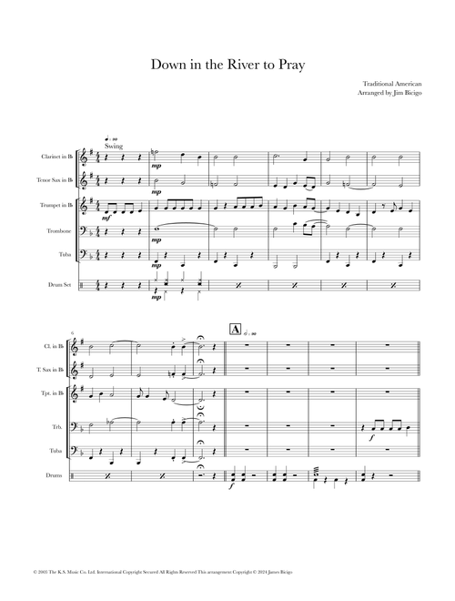 Down To The River To Pray (Arr. James Bicigo) - Traditional (Small Ensemble)