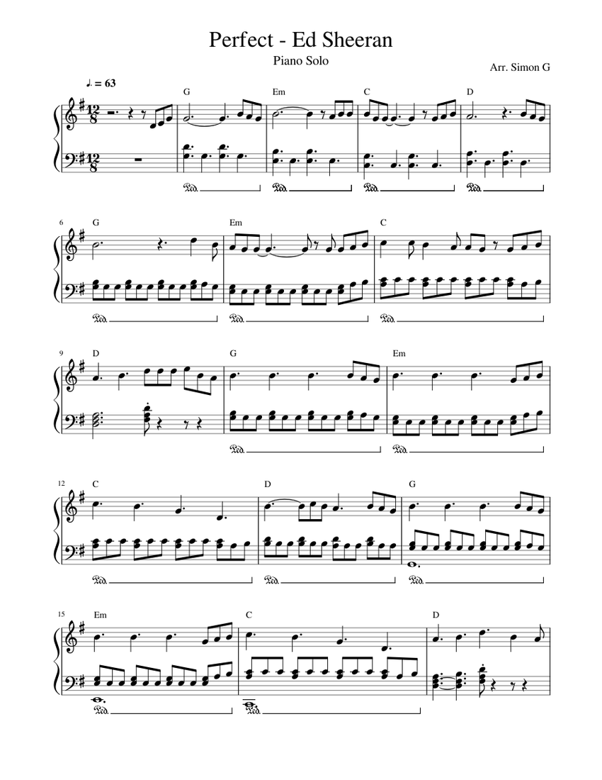 Perfect Ed Sheeran Sheet music for Piano Solo Musescore