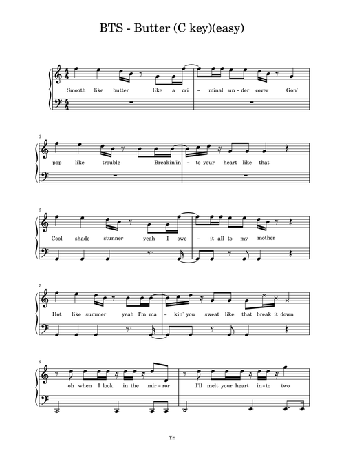 Bts (Arr. Yr.) (Piano Vocal)