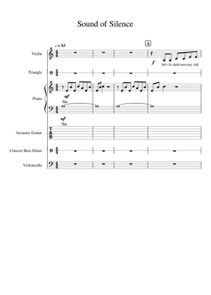 Sound of Silence (Disturbed) key of A minor Piano Sextet