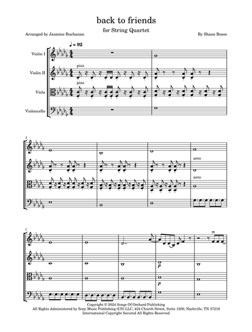 Back To Friends (Arr. Jasmine Buchanan) - sombr (String Quartet)