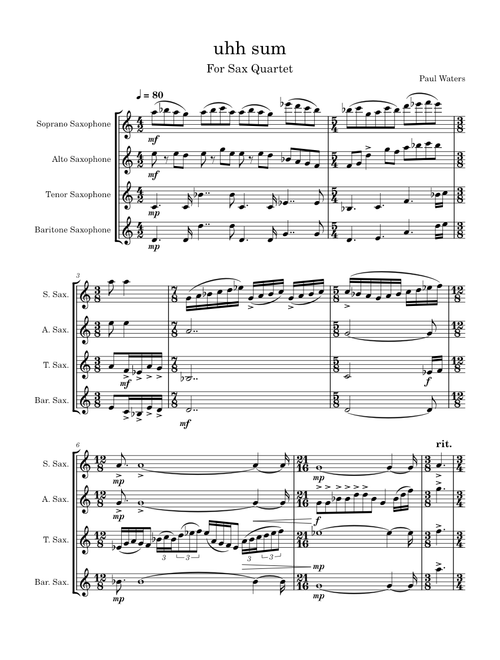 Uhh Sum For Sax Quartet
