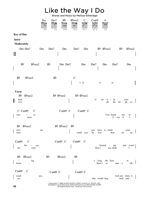 Like The Way I Do - Melissa Etheridge (Guitar Lead Sheet)