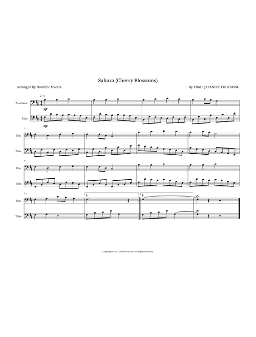 Sakura (Cherry Blossoms) (Arr. Dominic Meccia) - Trad. Japanese Folk Song (Instrumental Duet)