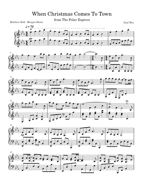 When Christmas Comes To Town Piano Solo (Polar Express)