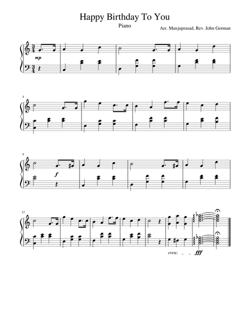 Happy Birthday To You Piano