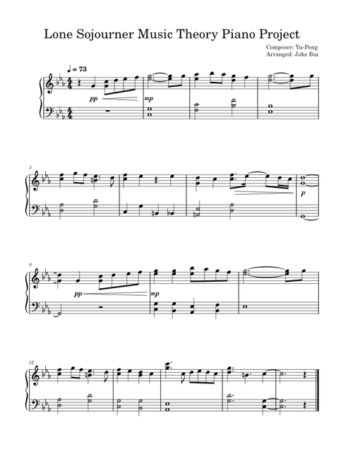 Lone Sojourner – Yu-Peng Chen Music Theory Project Version