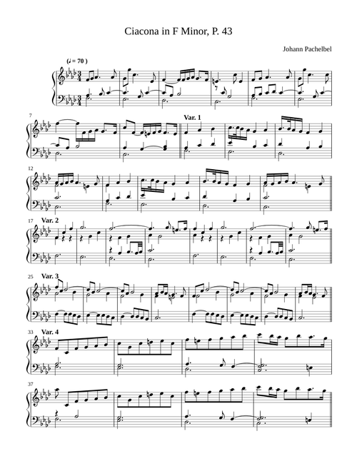 Pachelbel Chaconne in F Minor