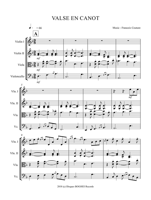 VALSE EN CANOT - La Suite Fléchée - Francois Couture (String Quartet)