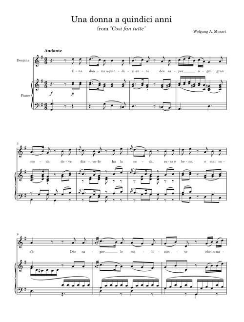 Una donna a quindici anni, from "Così fan tutte"