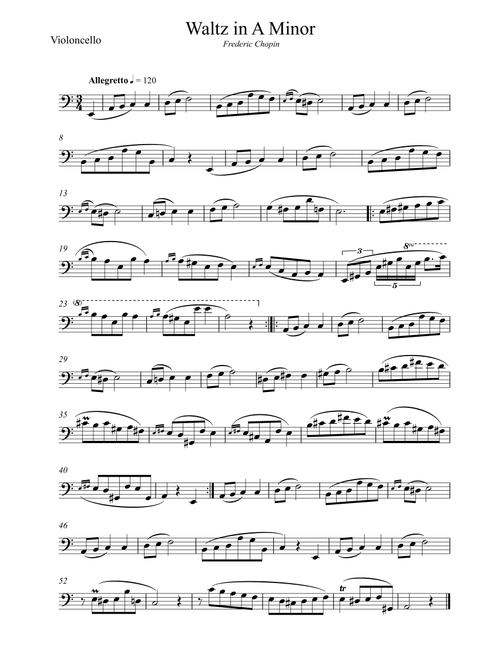 Waltz in A Minor (Chopin) (Arr. Frederic Chopin) - Wesley S Silva (Cello Solo)
