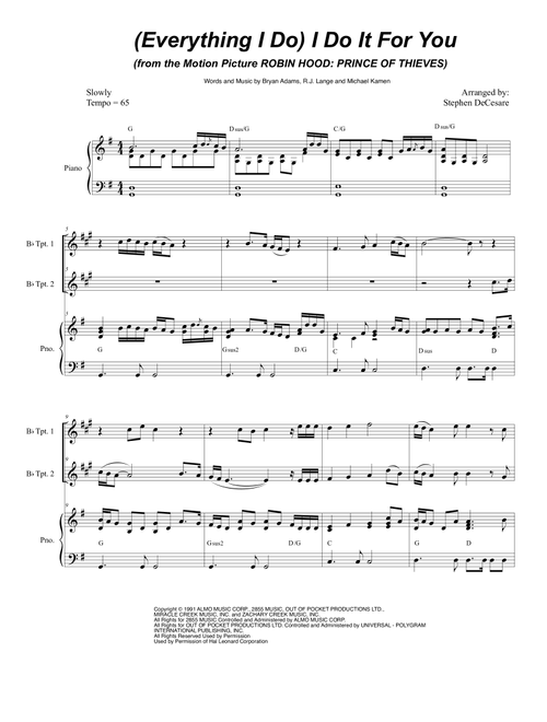 (Everything I Do) I Do It For You (Arr. Stephen DeCesare) - Bryan Adams (Trumpet Duet)