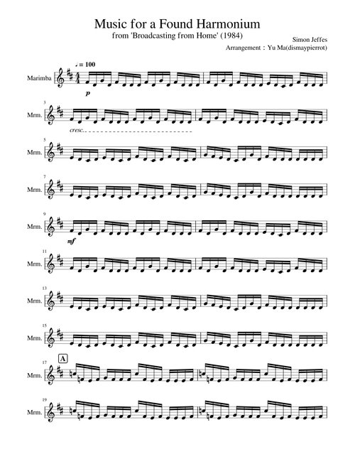Practice of Marimba--Music for a Found Harmonium