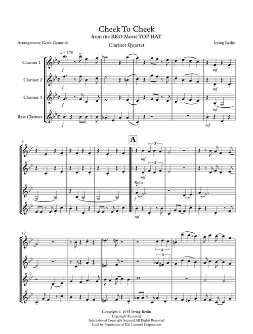 Cheek To Cheek (Arr. Keith Gemmell) - Fred Astaire (Woodwind Ensemble)