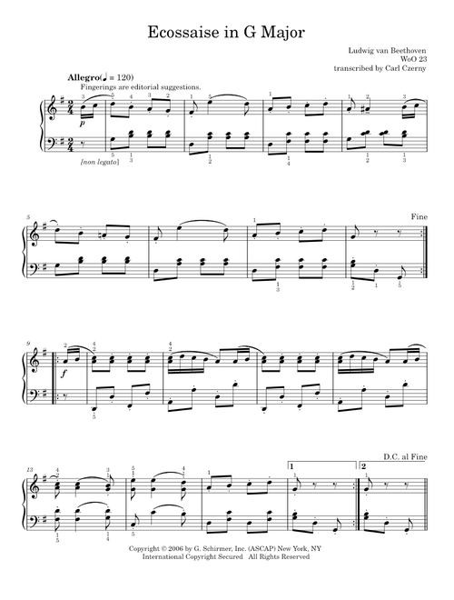 Ecossaise for Military Band, WoO 23 - Ludwig van Beethoven (Piano Solo)