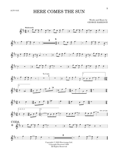 Here Comes The Sun - The Beatles (Alto Sax Solo)