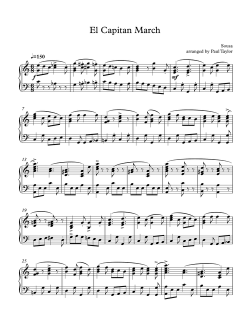 El Capitan March (Arr. Paul Taylor) - John Phillip Sousa (Piano Solo)